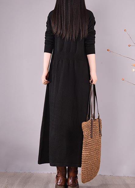 Classy V Neck Asymmetric Spring Dresses Shape Black Maxi Dresses