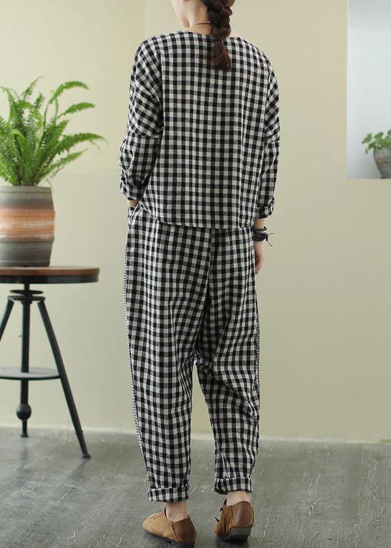 Spring Art Retro Plaid Splicing Suit