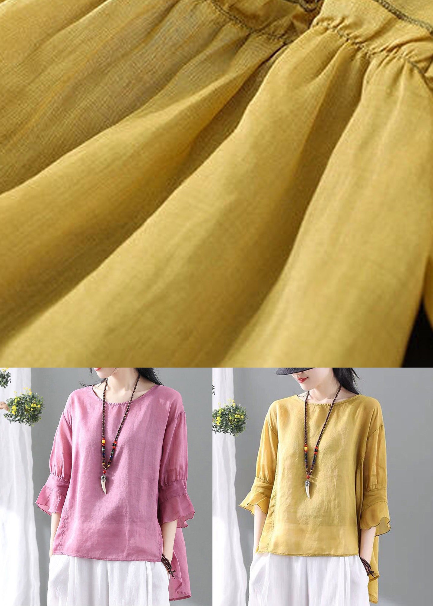 Pink O Neck Low High Design Cotton Tops Summer