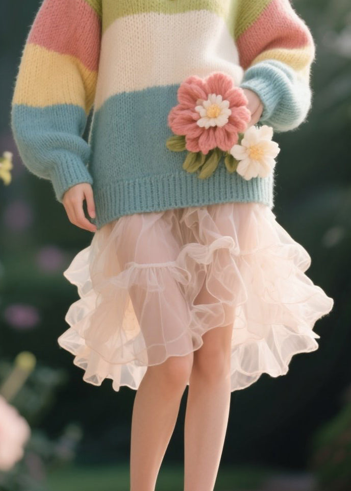 Original Design Colorblock O Neck Knit Pullover Fall