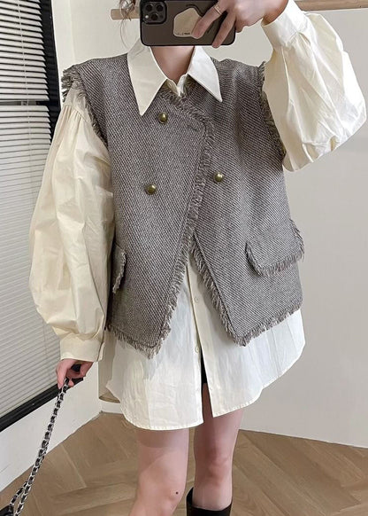 Yellow Peter Pan Collar Button Shirt Top Long Sleeve