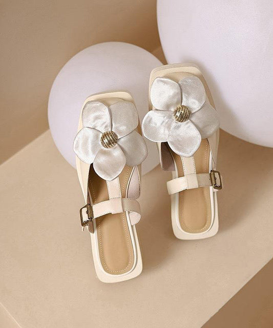 Classy Beige Splicing Hollow Out Slide Sandals