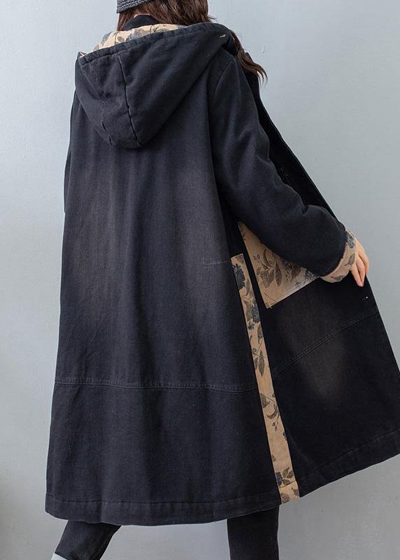 Denim Black Quality Clothes for Tutorials Hooded Pockets Spring Coats