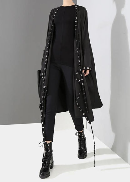 Woman Black Unique Cape Style Coat