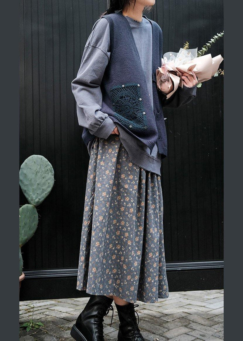 For Spring Blue Spring V Neck Button Down Knitted Coat