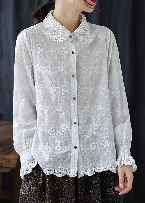 White Embroidery Clothes for Lapel Clothing Spring Shirts