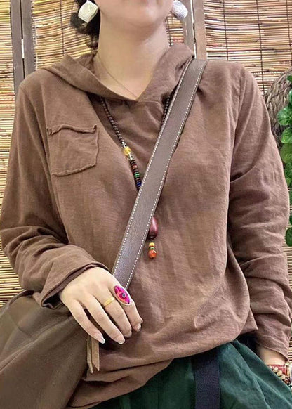 Black Hooded Side Open Hole Cotton Top Long Sleeve