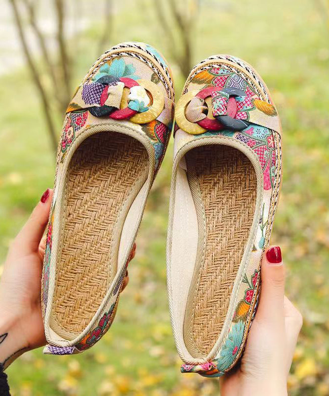 Black Cotton Fabric Print Splicing Wedge Heels Soofairy Shoes-20251
