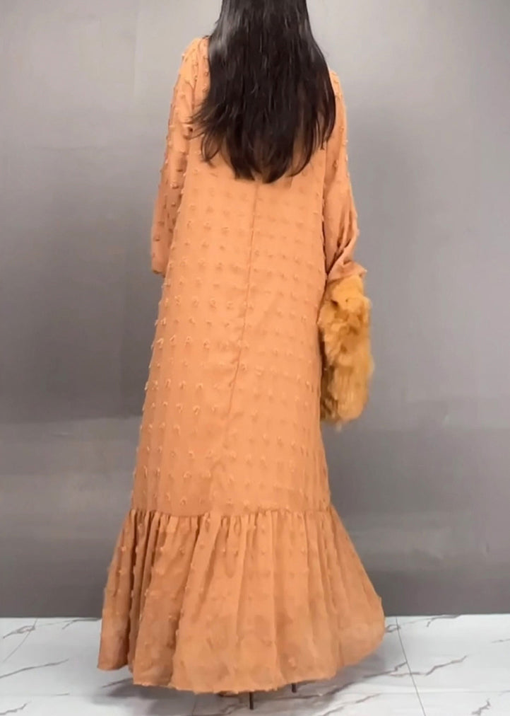 Fine Orange Patchwork Maxi Dresses Fall