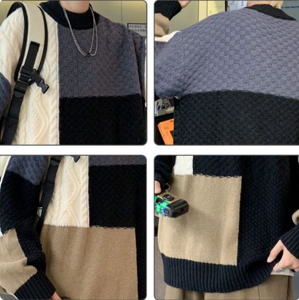 JO | Patchwork jacquard knitted sweater
