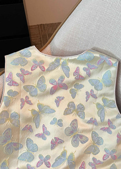 Tasseled Butterfly Chinese Button Silk Vest Sleeveless