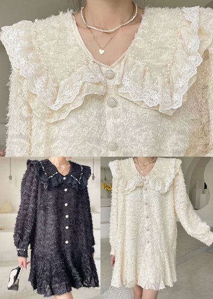 Apricot Button Patchwork Dress Spring