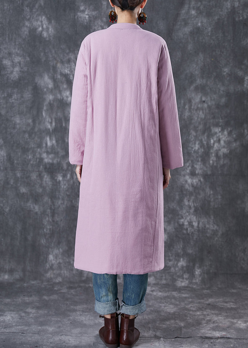 Purple Pockets Thick Fine Cotton Filled Long Coats Winter