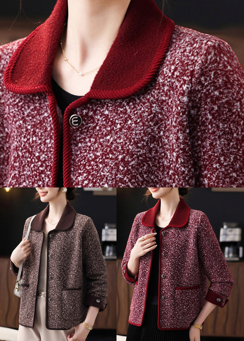 Mulberry Patchwork Coat Peter Pan Collar Fall
