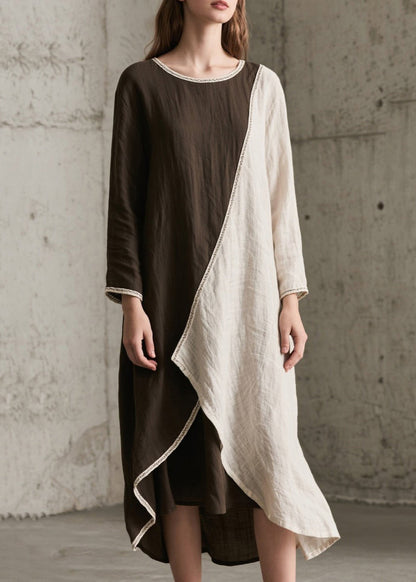 Colorblock Asymmetrical Oversized Cotton Maxi Dresses Spring
