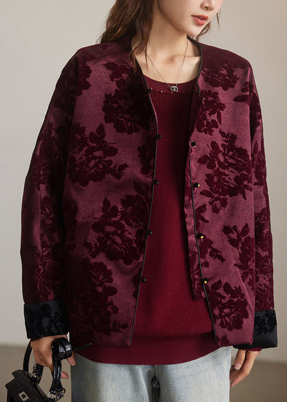 Purple O-neck Patchwork Coats Spring