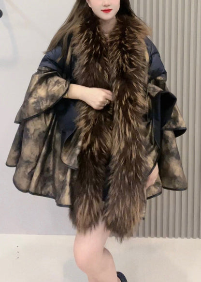 Loose Fur Collar Patchwork Leather and Fur Coats Winter