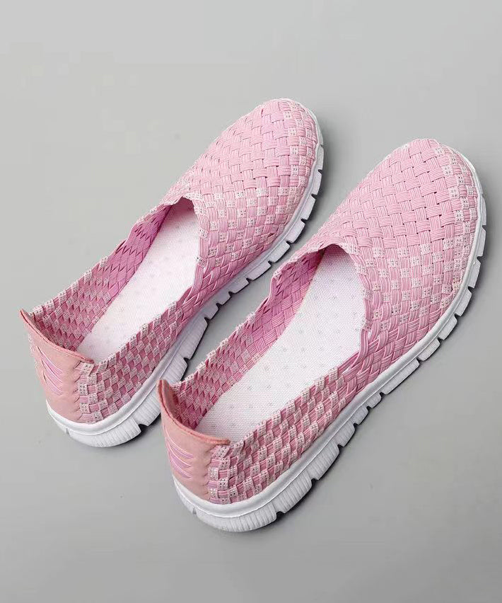 Pink Flat Shoes Knit Fabric Comfortable Splicing Soofairy Shoes-20251