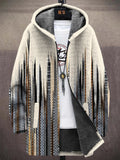 Men's Vintage Striped Patterns Cozy Hooded Coat elevenforest