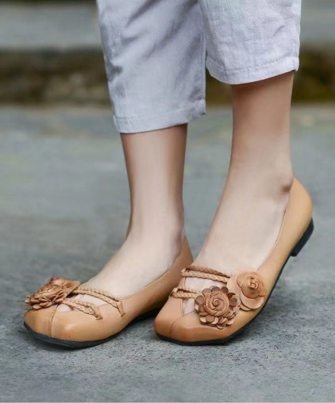 Khaki Flat Shoes for Splicing Flat Feet Shoes