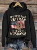 Comstylish Women's 'my Favorite Veteran Is My Husband' Print Hoodie