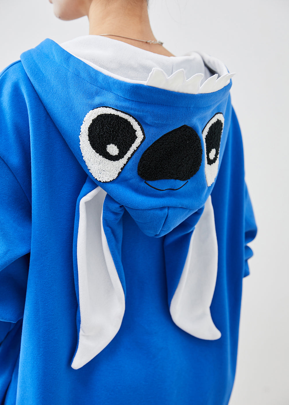 Blue Hooded Stitch Cotton Coat Fall