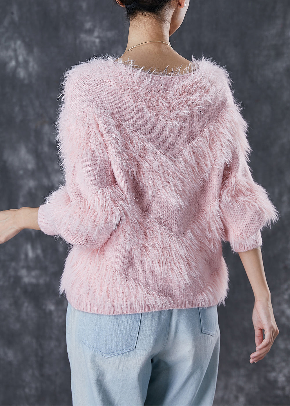 Pink Tasseled Thick Knit Sweaters Winter