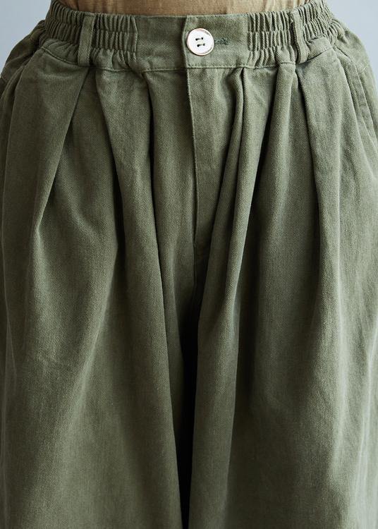 French Loose Trousers Arm Green Inspiration Elastic Waist Wild Pants