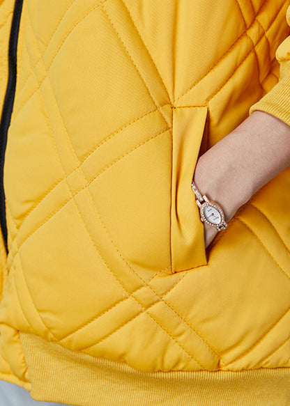 Yellow Zip Up Fine Cotton Filled Jackets Spring