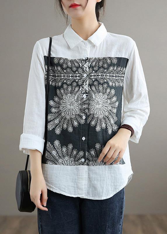 Handmade Lapel Patchwork Spring Top Silhouette Tutorials White Top
