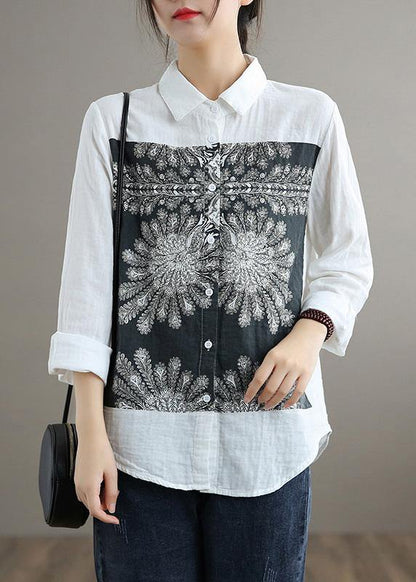 Handmade Lapel Patchwork Spring Top Silhouette Tutorials White Top