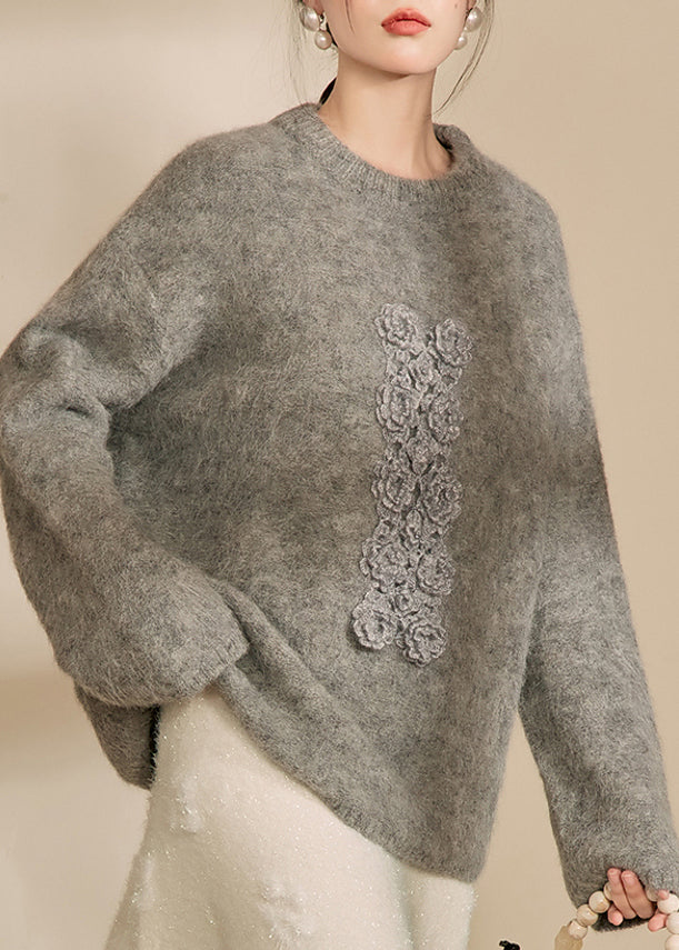 Yellow O-neck Thick Cotton Knit Sweater Winter
