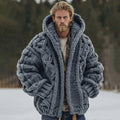 Men's Vintage Fairman Island Jacquard Thick Warm Hooded Sweater Cardigan artswardrobe