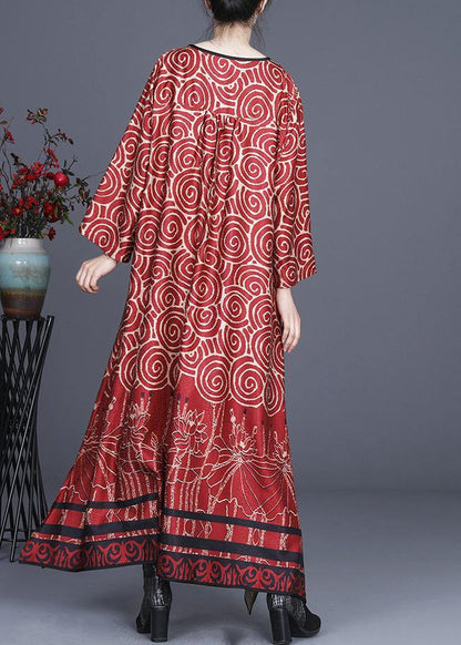 Diy Red Print Oriental Asymmetrical Design Dresses Summer Spring