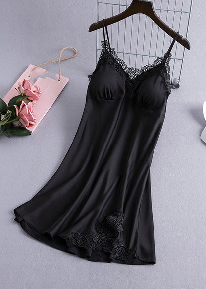 Pink V Neck Hollow Out Silk Mid Dress Summer