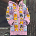 Women's Lovely Cats Embroidery Art Graphics Cozy Cardigan Sweater elevenforest