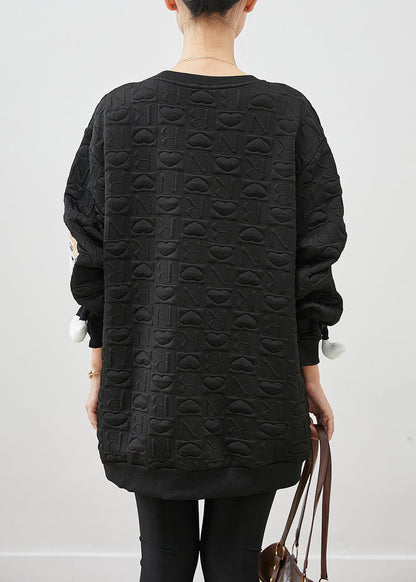 Black Loose Cotton Pullover Tasseled Spring