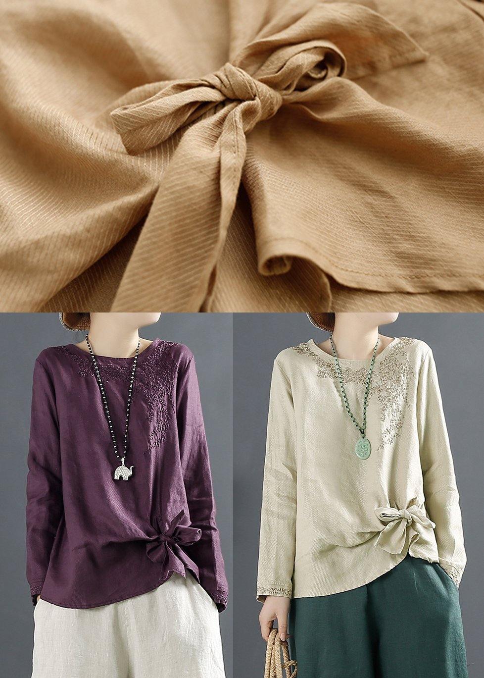 O Neck Blouse Ideas Pink Embroidery Tops