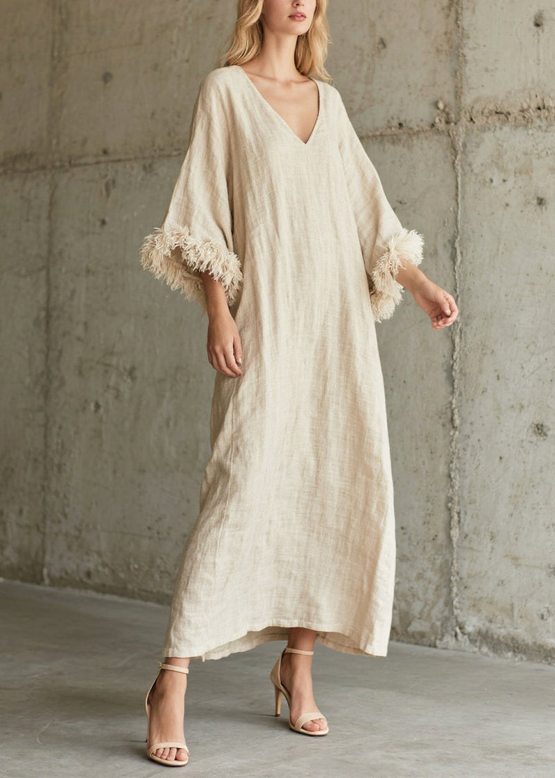 White V Neck Patchwork Faux Fur Vacation Dresses Fall