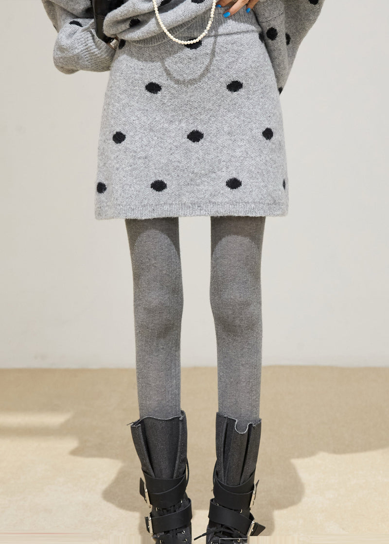 Grey Oversized Cozy Knit Two Pieces Set Winter