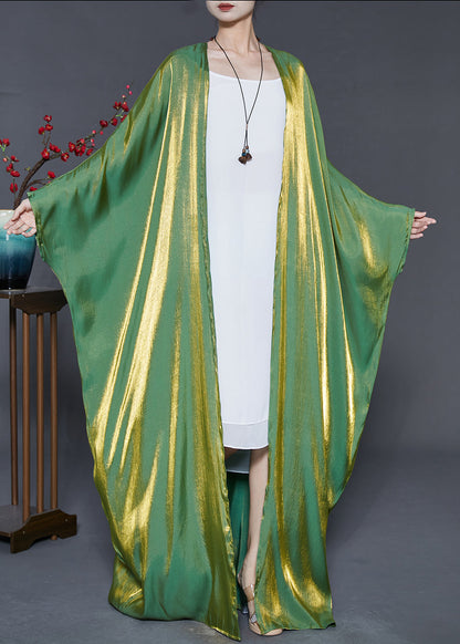 French Lake Green Oversized Silk Cardigans Batwing Sleeve