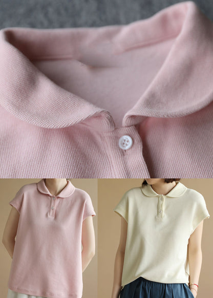 Apricot Cotton Tank Peter Pan Collar Short Sleeve