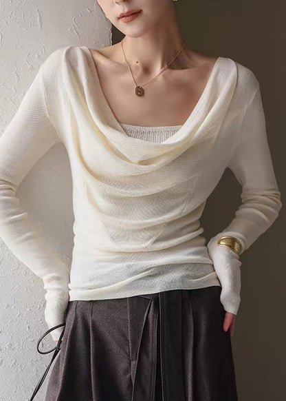 Apricot Turtle Neck Knit Blouse Top Spring