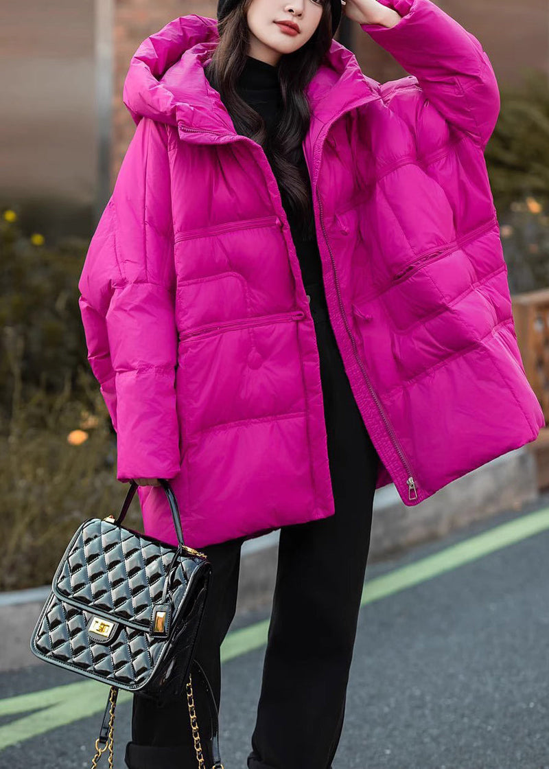 Rose Hooded Duck Down Puffer Jacket Winter