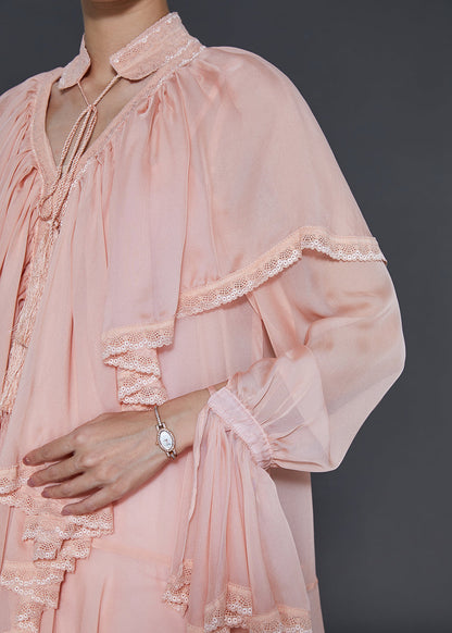 Apricot Ruffles Chiffon Holiday Dress Spring