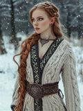 Medieval Contrast Hem Cable Knit Cozy Long Cardigan elevenforest