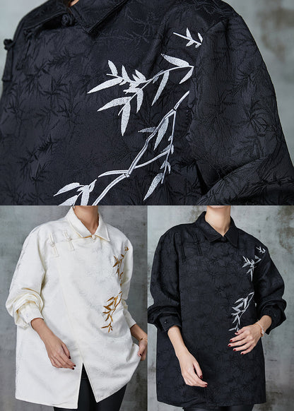 White Embroideried Chinese Button Silk Top Spring