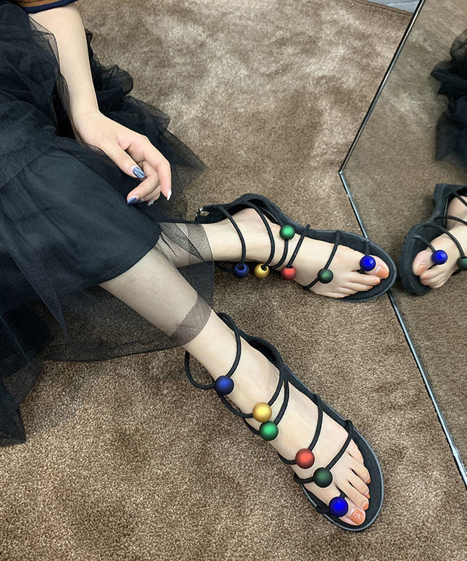 White Beach Sandals Multicolour Bead Sandals