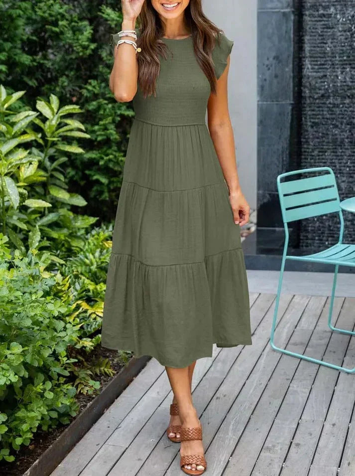 KS | Midi dresses with short sleeves for women