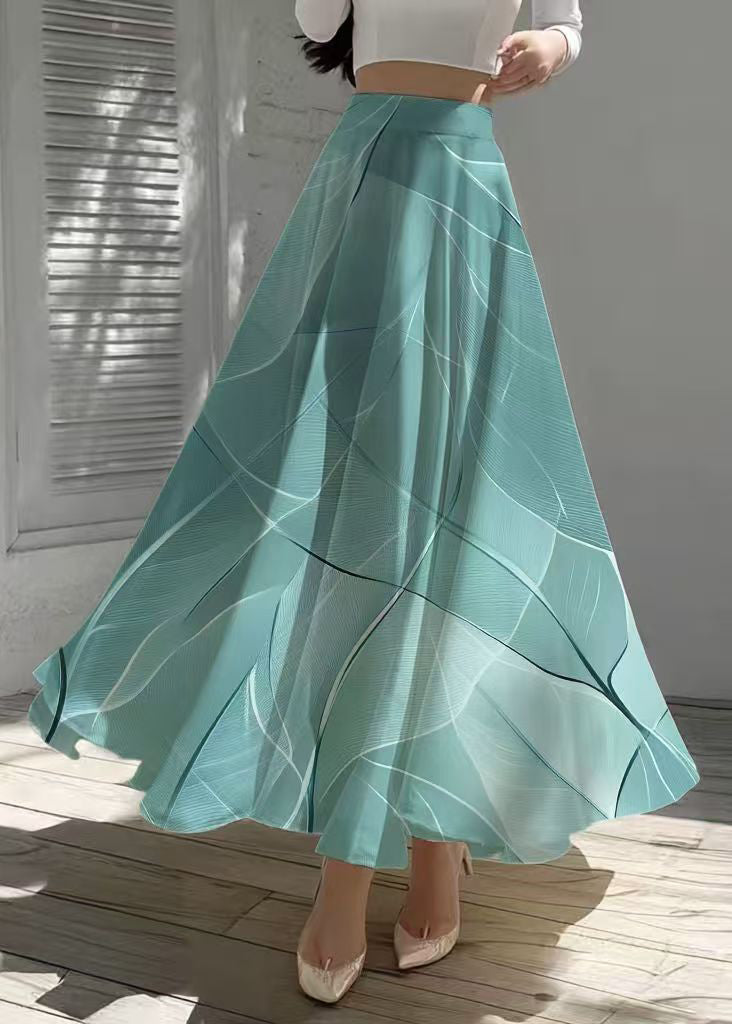 Sea Blue Print Chiffon Beach Skirt Summer